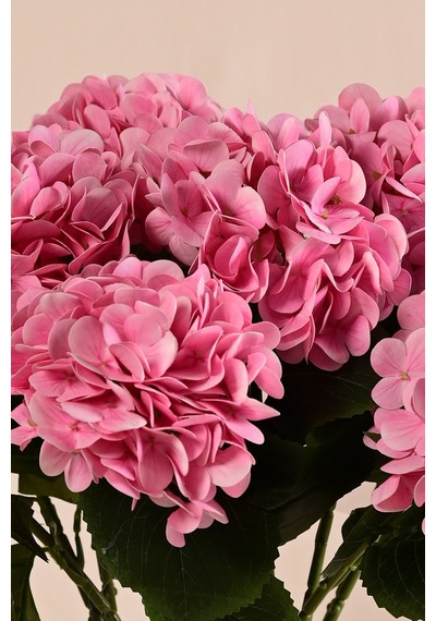 Pembe Yapay Ortanca Çiçeği Tek Dal Premium Canlı Islak Dokulu 68 Cm