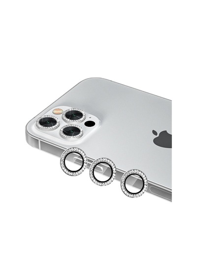 Binano Apple Uyumlu iPhone 13 Pro/13 Pro Max Taşlı Silver Kamera Koruyucu