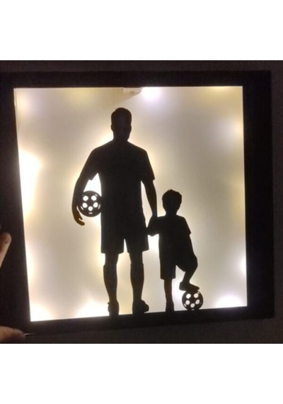 Babalar Gününe Özel Baba Oğul Futbol Ledli Ahşap Tablo