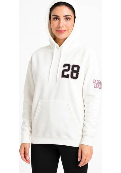 Etiler Collection Üç İplik Kapüşonlu Ön Ve Arka Baskılı Sweatshirt Hoodie - Beyaz