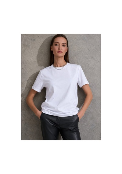 Butik İstanbul Unisex Kısa Kollu Bisiklet Yaka Basic Viskon Bluz Beyaz