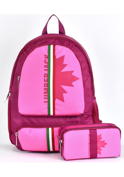 Lumberjack Çok Gözlü Unisex 2'li Okul Çantası Seti Okul Çantası Ve Kalemlik Pembe Lmcan24012