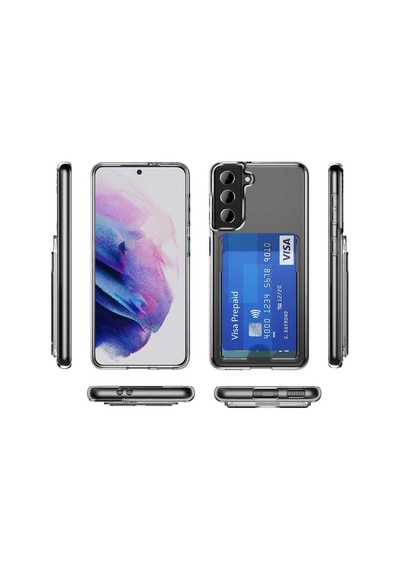 Samsung Galaxy Uyumlu S21 Kılıf Zore Kartlıklı Şeffaf Ensa Kapak