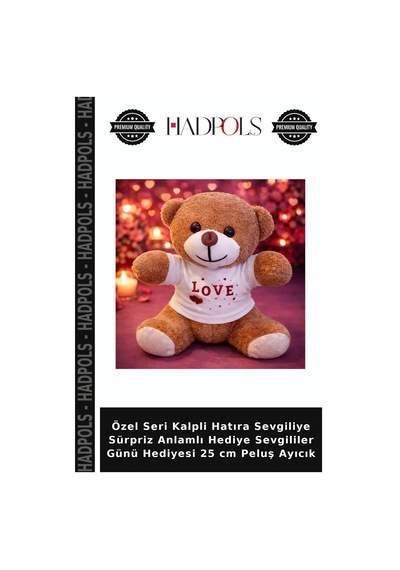 Özel Seri Kalpli Hatıra Sevgiliye Sürpriz Anlamlı Hediye Sevgililer Günü Hediyesi 25 Cm Peluş Ayıcık Kahverengi