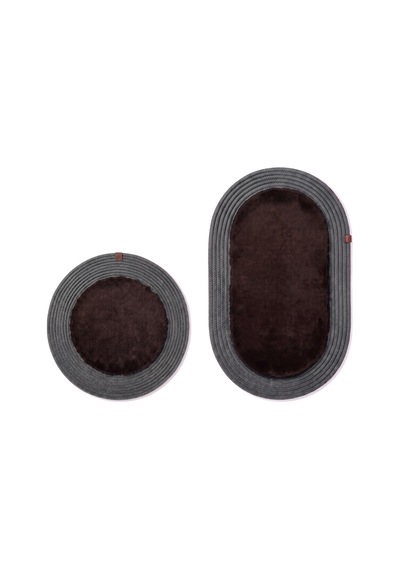 Banyo Paspası Takımı 60x100+60x60 Cm Düz Acı Kahve & Antrasit Gri