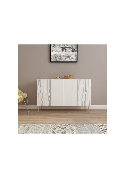Alben 120 Cm Konsol, Tv Ünitesi, Çok Amaçlı Dolap Beyaz-gümüş Beyaz-gümüş