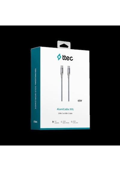 Ttec 2dk52ug Alumicable Usb-c - Usb-c 300cm 65w Pd/qc Hızlı Şarj/data Kablosu Uzay Grisi U