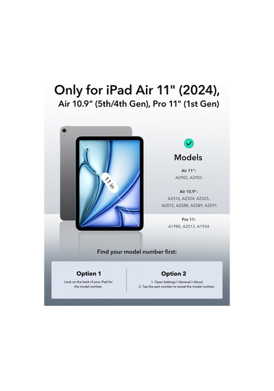 Apple iPad Uyumlu  Air 11 2024 Rebound Manyetik Tablet Kılıfı - Yeşil Kapaklı Kılıf