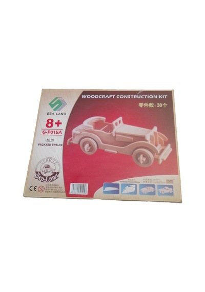 Sea-land Ahşap Araba Yapım Seti - Packard Twelve Klasik Otomobil 3d Puzzle Maket 38 Parça