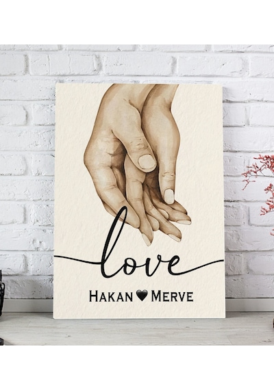 Bk Gift Kişiye Özel Sevgili El Ele Tasarımlı Kanvas Tablo-1 20x30 , Sevgiliye Hediye, Sevgililer Günü Hediyesi Kobitmeyencom33665 Bk Gift