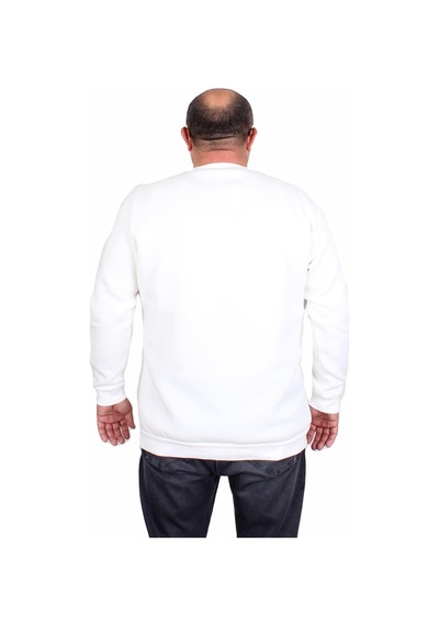 Moc Grande Mocgrande Erkek Büyük Beden Sıfır Yaka 3ip Sweat Black 24202 Ekru