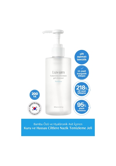 Luvum Kuru ve Hassas Ciltler İçin Nazik Temizleme Jeli Luvum Hyaluronic Moisture Cleanser 200 ml