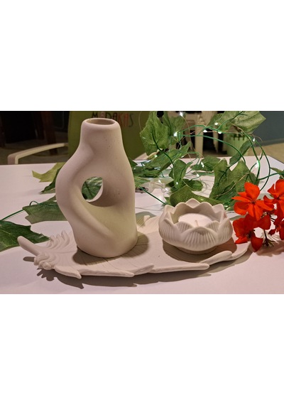Flora Vazo Ve Lotus Çiçeği 3 Lü Takım