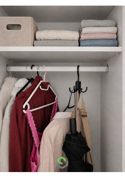 2 Li Set 4 Kancalı Çok Amaçlı Dolap İçi Askı Çanta, Kemer, Çok Amaçlı Organizer Siyah