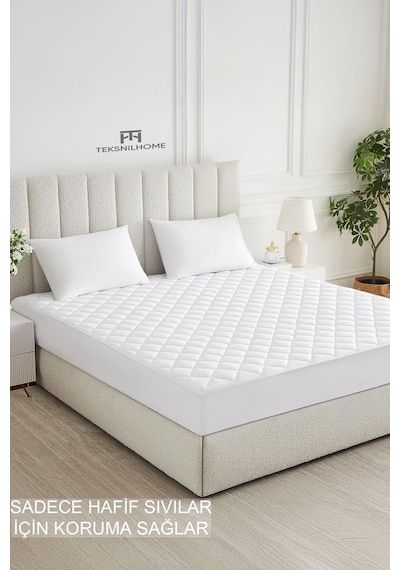%100 Mikrofiber Kapitone Yatak Koruyucu Alez Full Kenar Çarşaf Fitted Tek Çift Battal Bebek Beyaz