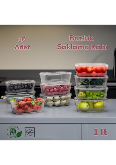 Porsima 1072 10' Lu Kendinden Kapaklı Buzluk Saklama Kabı 1 Lt