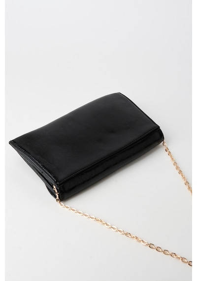 Vivaq Kadın Siyah Zarf Tasarım 2 Bölmeli Mini Zincir Askılı Çıt Çıt Kapama Clutch Ve El Çantası