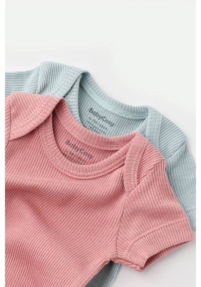 Rebebe Babycosy Modal 2 Li Kısa Kollu Bebek Badi - Bebek Body - Csym1120 (544628673) Yeşil - Pembe
