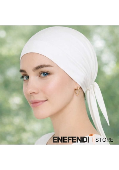Nf Nd Enefendi Silikonlu Düz Bone Kaymayan Tesettür Hijab İç Bone Dikişsiz Beyaz Rahat Ve Şık Kullanım Beyaz