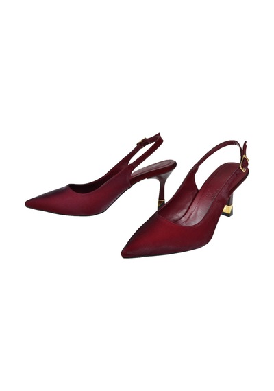 Izlife İzlife Simli Saten 8 Cm Topuklu Kadın Ayakkabı İz-50 Bordo Saten