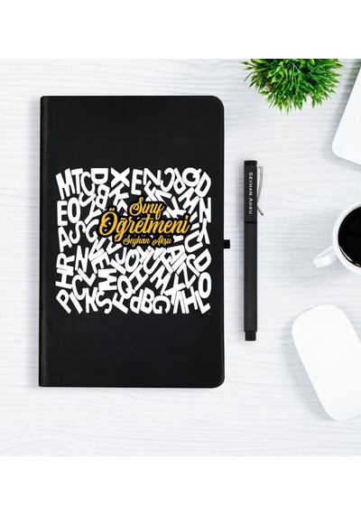 Kişiye Özel Sınıf Öğretmeni Siyah Defter Kalem Seti - 3