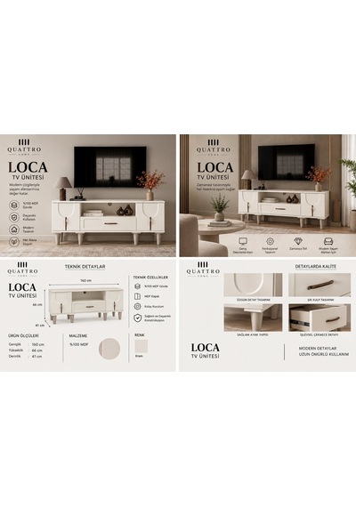 Loca Tv Ünitesi Sehpası Krem