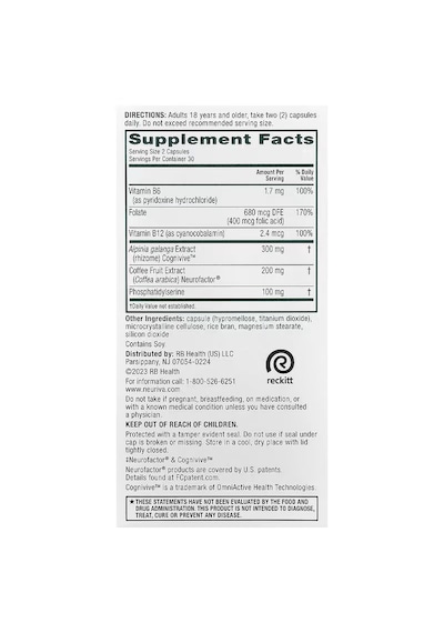 Neurıva Ultra Brain Brain & Cognitive Focus & Memory Phosphatidylserine B6-b12 Folate 60 Cap