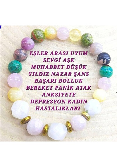 DOĞAL TAŞ EŞLER ARASI UYUM SEVGİ AŞK pembe kuvars, ay taşı, sitri Çok Renkli