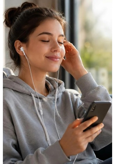 Premium Telefon Mikrofonlu Ses Kablolu Kulaklık Girişli Kulakiçi Kulaklık Yd20 Beyaz