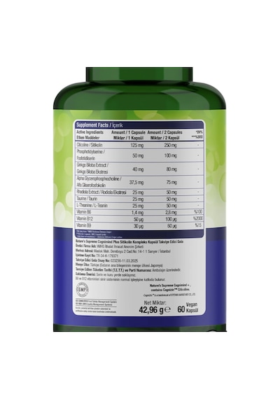 Nature's Supreme Cognimind Plus 60 Kapsül
