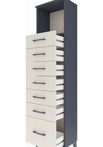 Arges Dolap Tek Raflı 7 Çekmeceli 44x30x182 Antrasit-aytaşı Antrasit