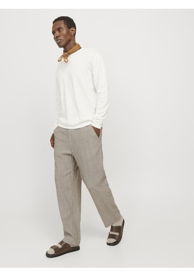 Jack & Jones Erkek Keten Karışımlı Chino Pantolon - Karl - 12269371 Morel