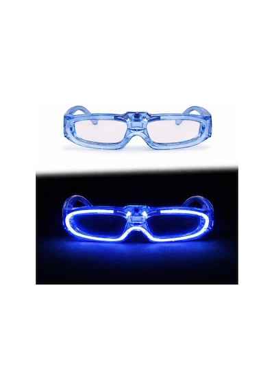 Mavi Led Işıklı Parti Gözlüğü 3 Modlu Glow - Gece Eğlence Gözlüğü 5286