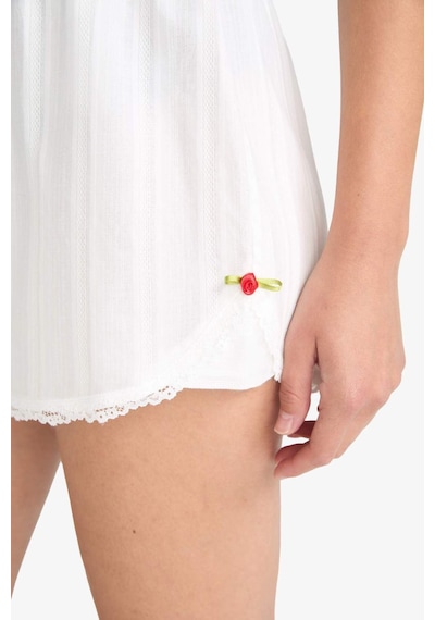 Defacto Regular Fit Beli Lastikli Şort Pijama Altı-fall İn Love F8934ax25hswt48 Beyaz