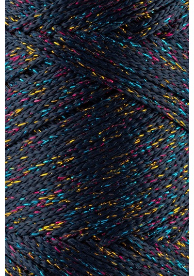 Sensy Multi Sparkle Simli 200 Gr Polyester Makrome Ipi Lacivert 2 Mm-230 M Çanta İpliği