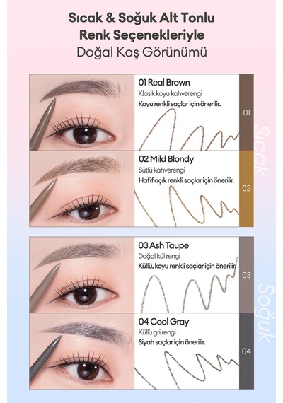 Doğal Görünüm Sunan Ultra İnce Uçlu Çift Taraflı Kaş Kalemi Clıo Kill Brow Slim Brow 02 Mildblondy 02 Mild Blondy