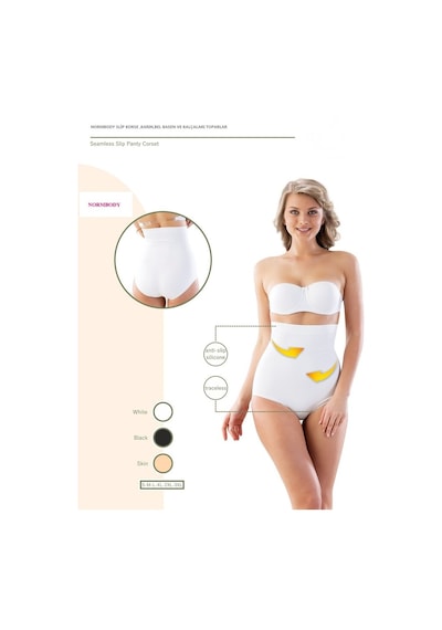 Normbody Beyaz Slip Korse Külot Yüksek Bel Beyaz