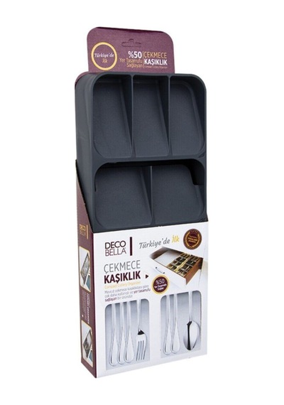 %50 Yer Tasarruflu 9 Bölmeli Tasarruflu Tasarım Tescilli Kaşıklık Decobella Füme Plastik Sarı Diğer
