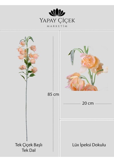 Somon Yapay Çan Çiçeği Tek Dal Lüx İpeksi Dokulu 85 Cm