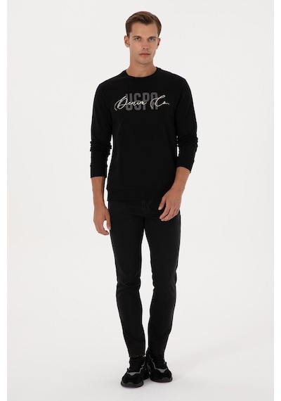 U.S. Polo Assn. Erkek Regular Fit Bisiklet Yaka Siyah İnce Sweatshirt 50315570-VR046