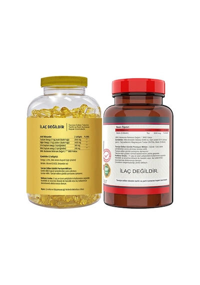 Flx Omega 3 Balık Yağı 180 Softgel & Nevfix Biotin 5000 Mcg 120 T