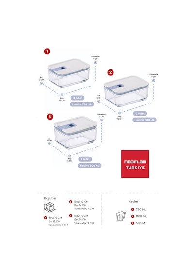 Perfect Seal Cam Saklama Kabı Seti 6 Parça