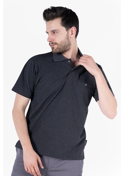 Yıldırımlar T-shirt %100 Pamuk Polo Yaka Fleto Cepli %100 Pamuk Antrasit Melanj