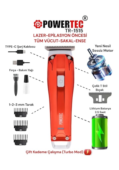 Powertec TR1515 Tıraş Makinesi