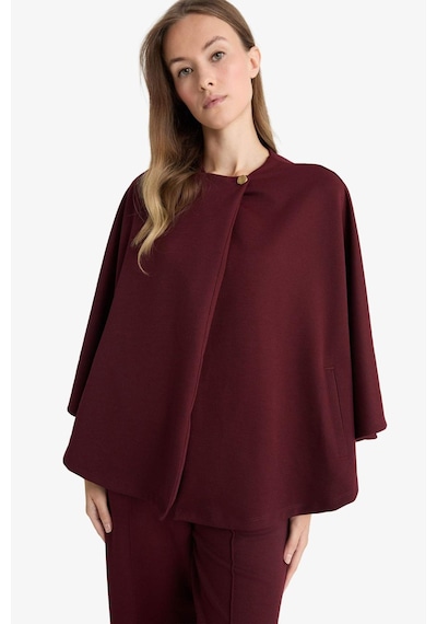 Defacto Regular Fit Bisiklet Yaka Cepli Pelerin Hırka F3686ax25aubr34 Bordo