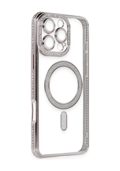 Apple Uyumlu iPhone 16 Pro Uyumlu Kılıf Joke Simli Magneticsafe Kılıf - Pembe