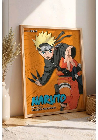 Naruto Uzumaki Çerçeveli Tablo - Lüks Anime Sanat Posteri Masashi Kishimoto Tarzı Duvar Dekoru Kayın