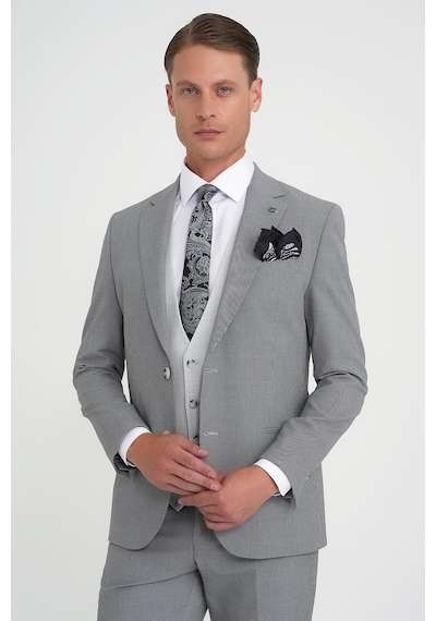Efor Slim Fit Fleto Cep Pötikare Desenli Yelekli Siyah Takım Elbise Tk 922 Siyah