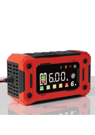 12v-6a Araba, Kamyon, Tır, Gemi Motosiklet Lıfep04 Özellikli Akıllı Hızlı Akü Şarj Cihazı H-6e