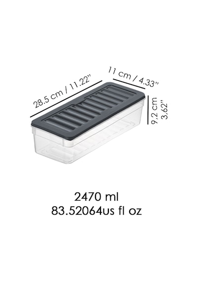 2'li Derin Buzdolabı Organizer Set Düzenleyici Saklama Kabı Mikrodalga Difriz Kabı 2470 ML Antrasit